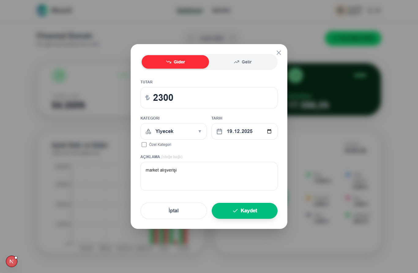 Kişisel Finans Yönetim Sistemi (Next.js | NestJS)