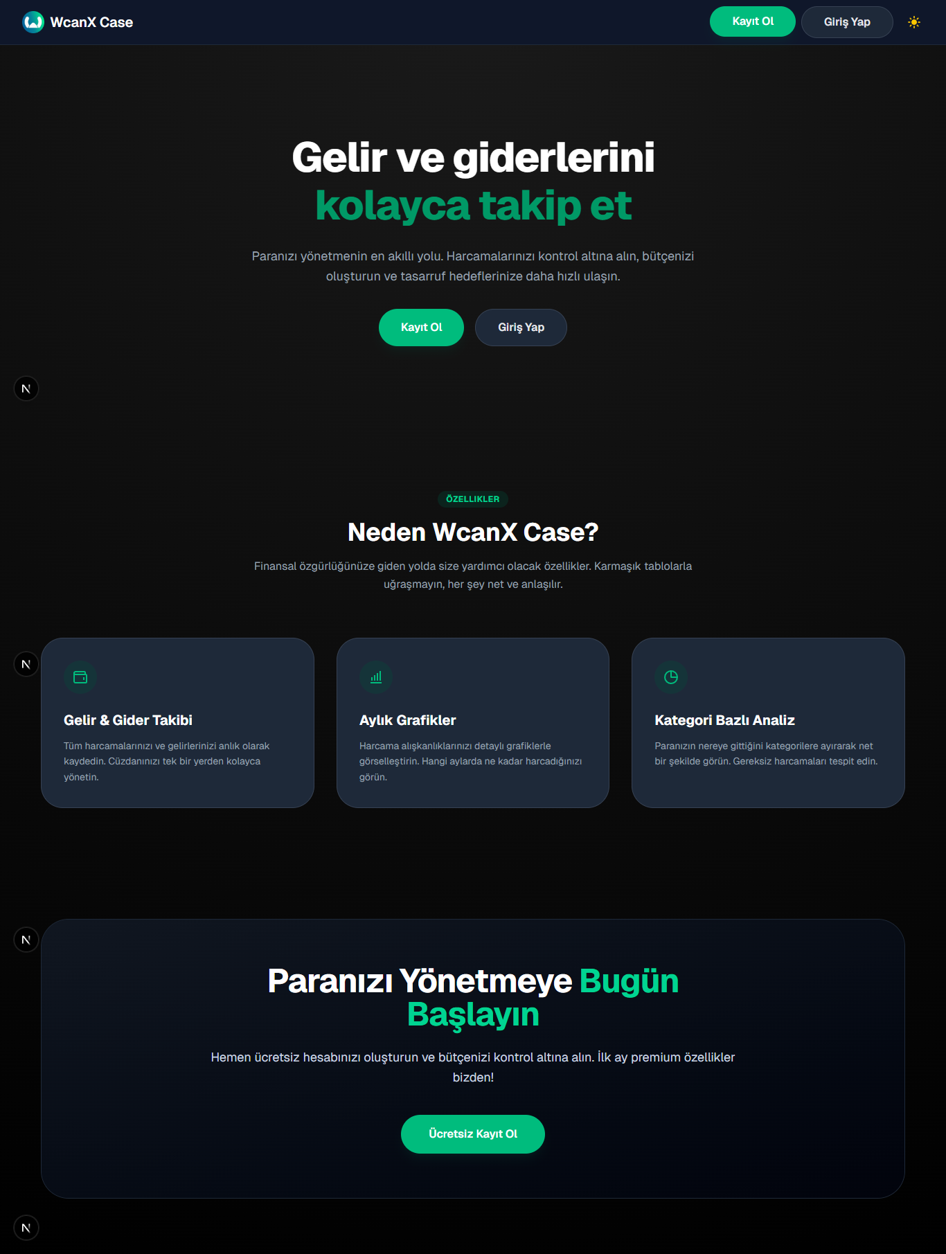 Kişisel Finans Yönetim Sistemi (Next.js | NestJS)