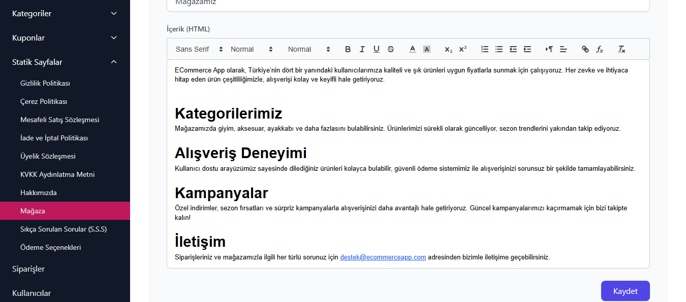 E-Ticaret Sitesi